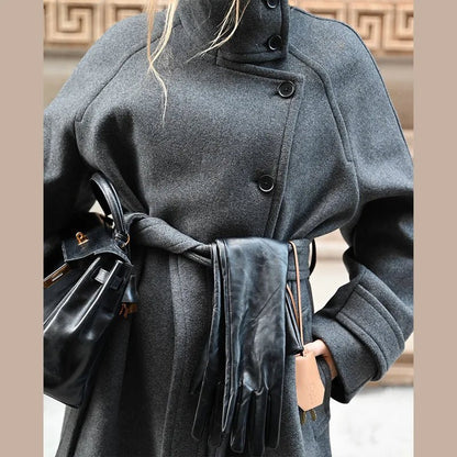 Seame CH - Celine Long Belted High Collar Coat - Jackets - ub1762253591248002490